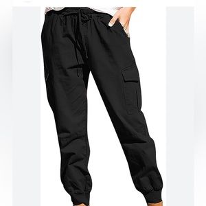 NY&C Black LINEN & cotton Blend mid-rise JOGGERS comfortable & stylish sz M